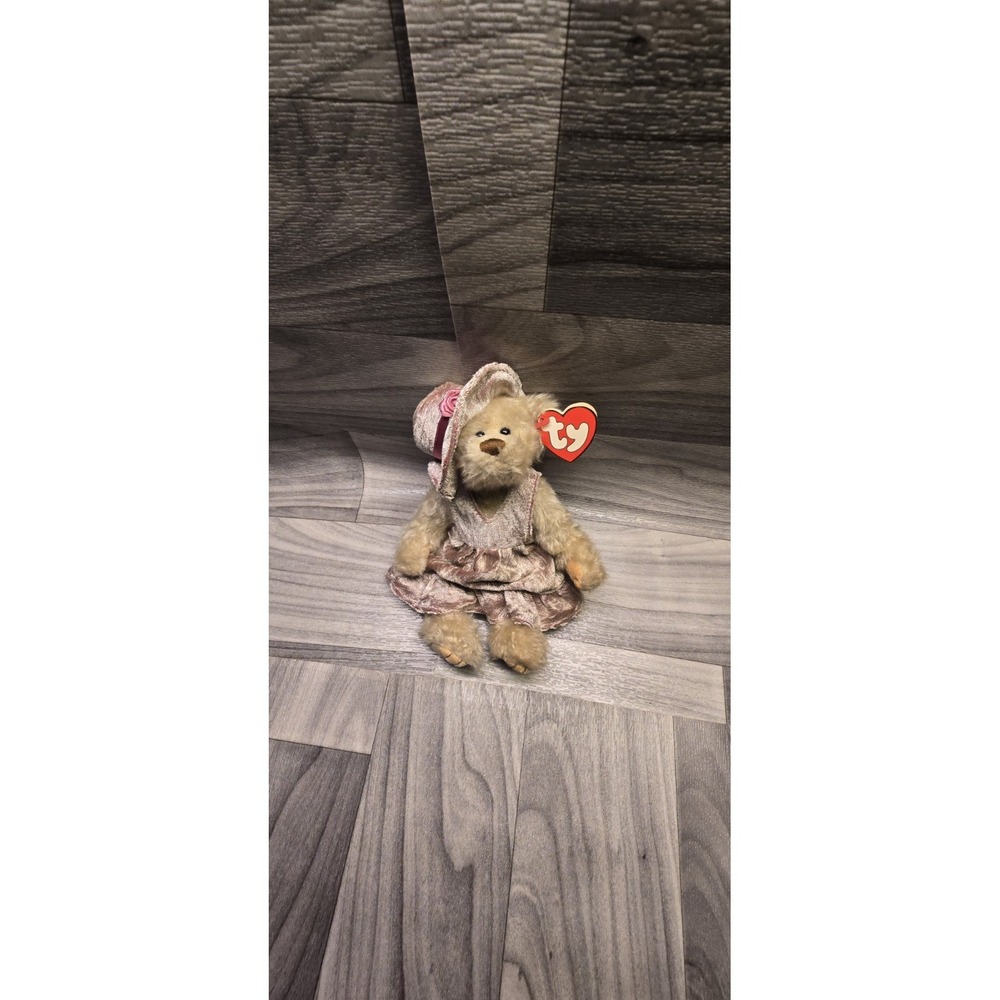 Ty Attic Treasures Collection 1993 DARLENE The Bear Velvet Dress Hat Posable